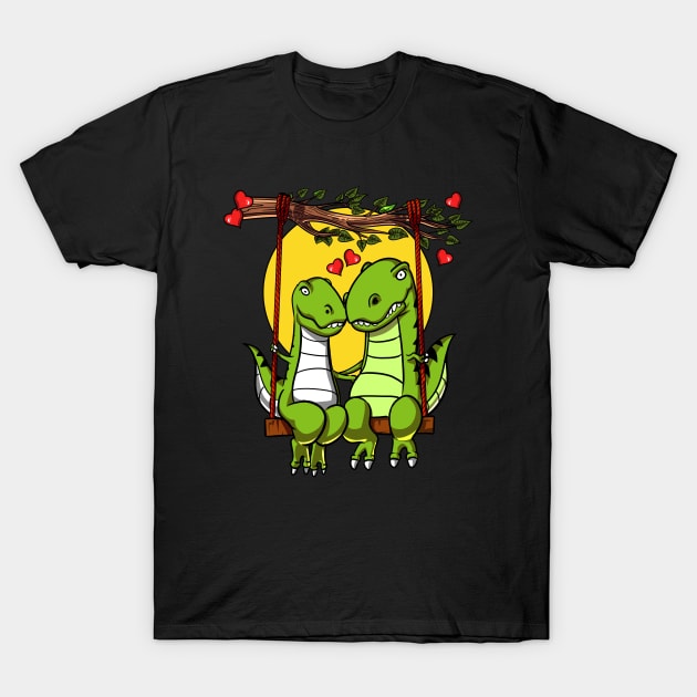 T-Rex Dinosaur Couple T-Shirt by underheaven